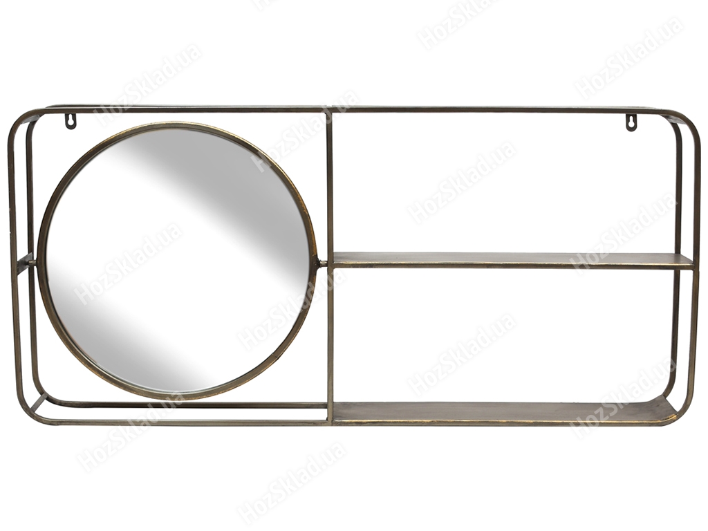 Полка металлическая настенная с зеркалом, 92x43см