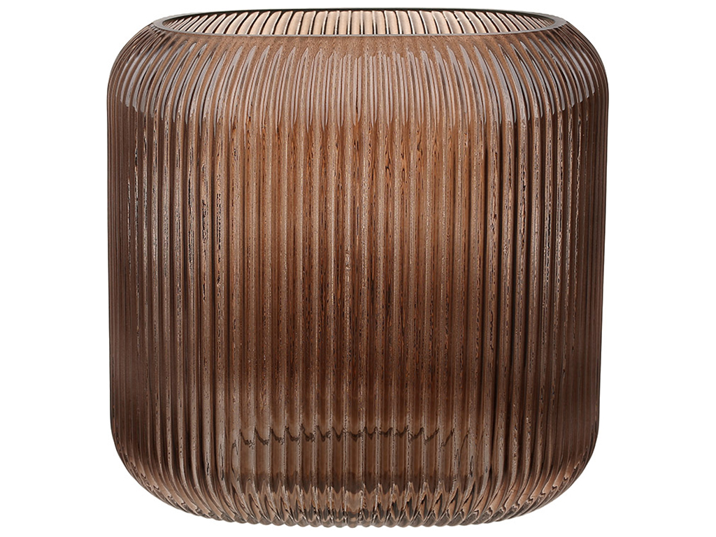 Ваза скляна ребриста Elisa, 20х20х12см, колір - коричневий