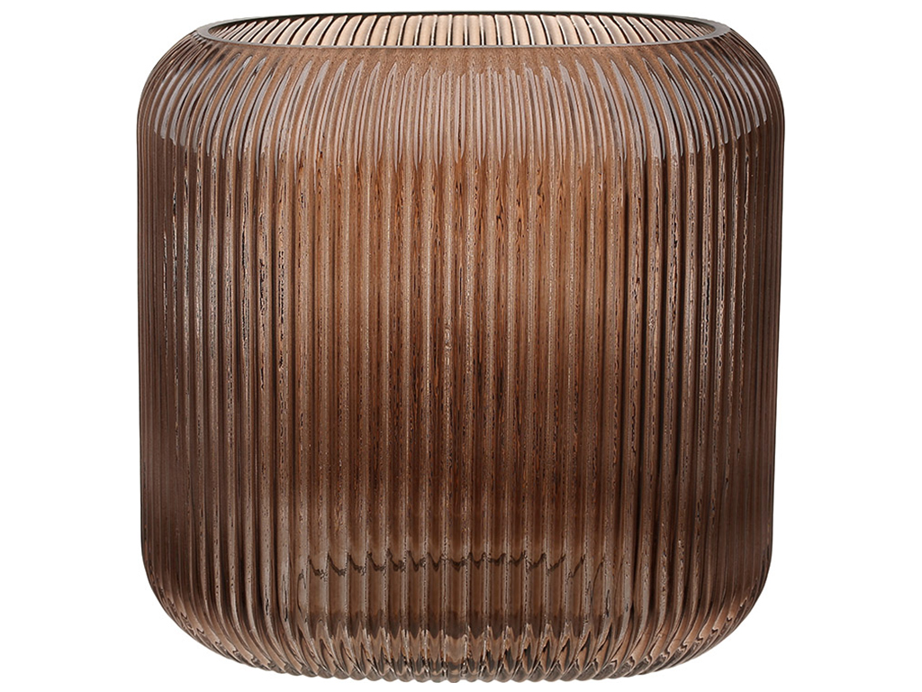 Ваза стеклянная ребристая Elisa, 25х25х15см, цвет - коричневый