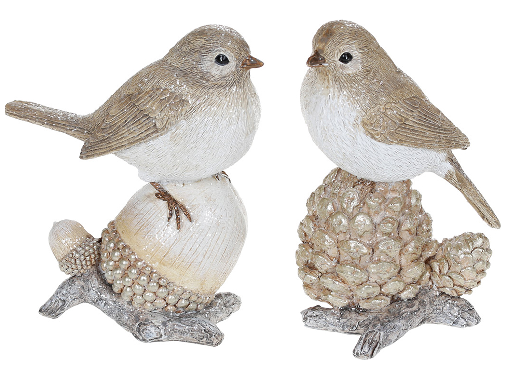 Декоративная статуэтка Птичка, 13,5см, цвет - бежевый с белым, 2 дизайна