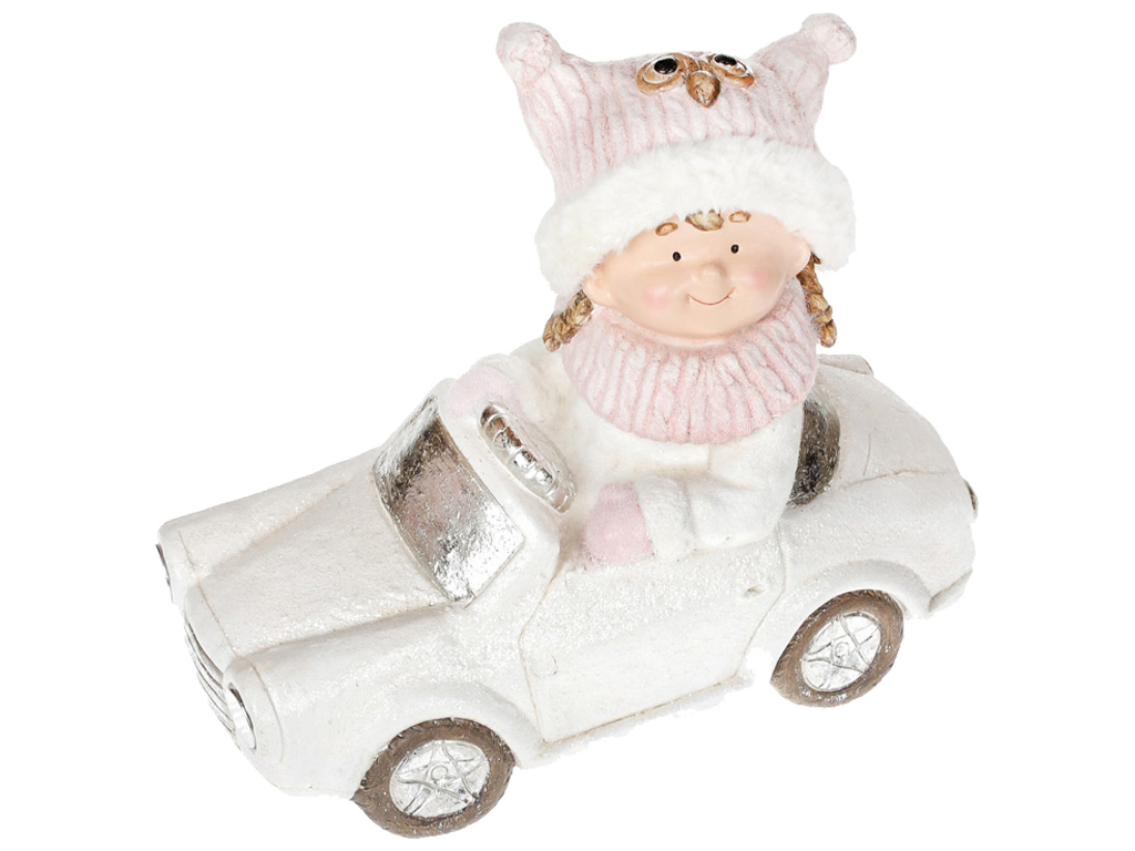 Фігура декоративна Дівчинка на машині з LED підсвічуванням, 40см