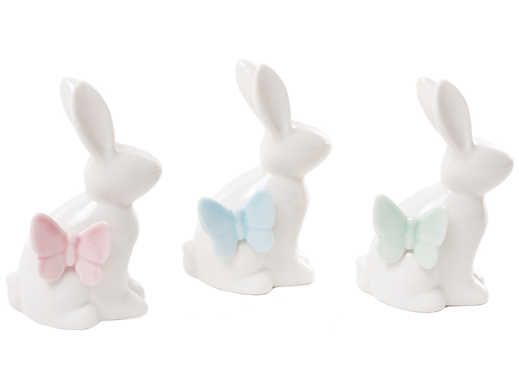 Декоративная фигурка Пасхальный Зайчик с бабочкой, 10см, 3 дизайна (цена за 1шт)