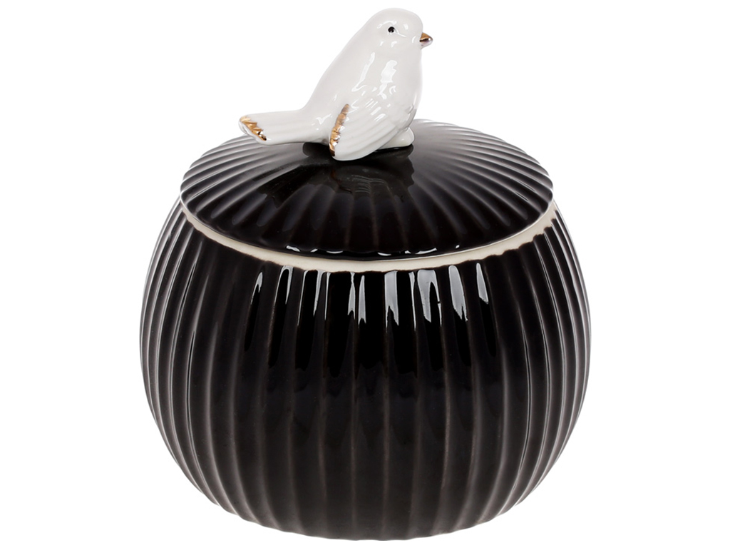 Банка с фигурной птичкой, 750мл, цвет - черный