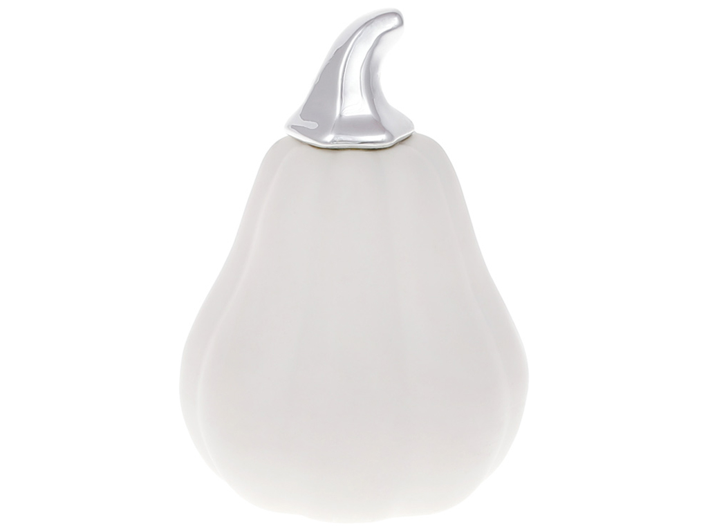 Декор Гарбузик, 11,5см, колір - білий глянець із сріблом