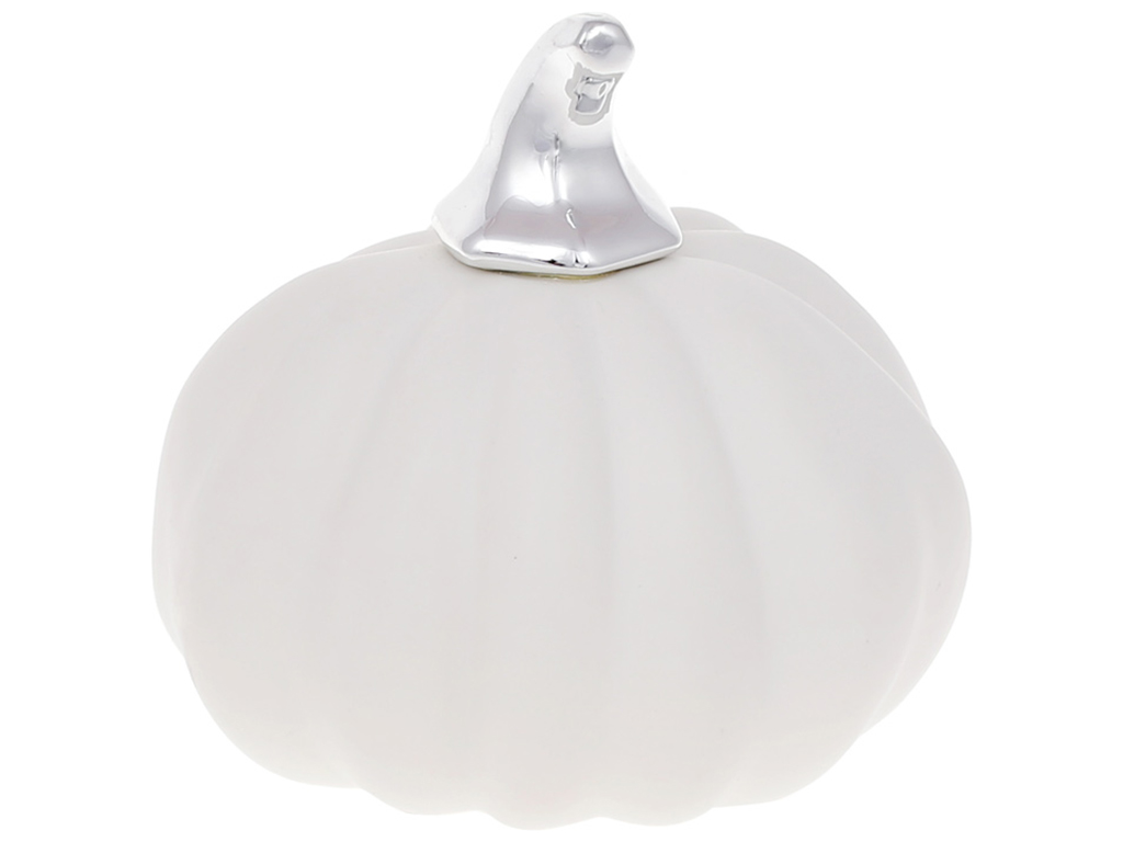 Декор Гарбузик, 9,5см, колір - білий мат зі сріблом