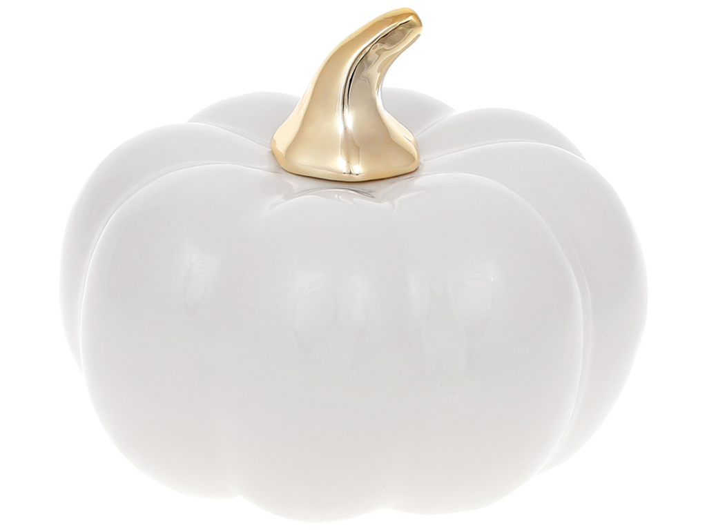 Декор Гарбузик, 13см, колір - білий глянець із золотом