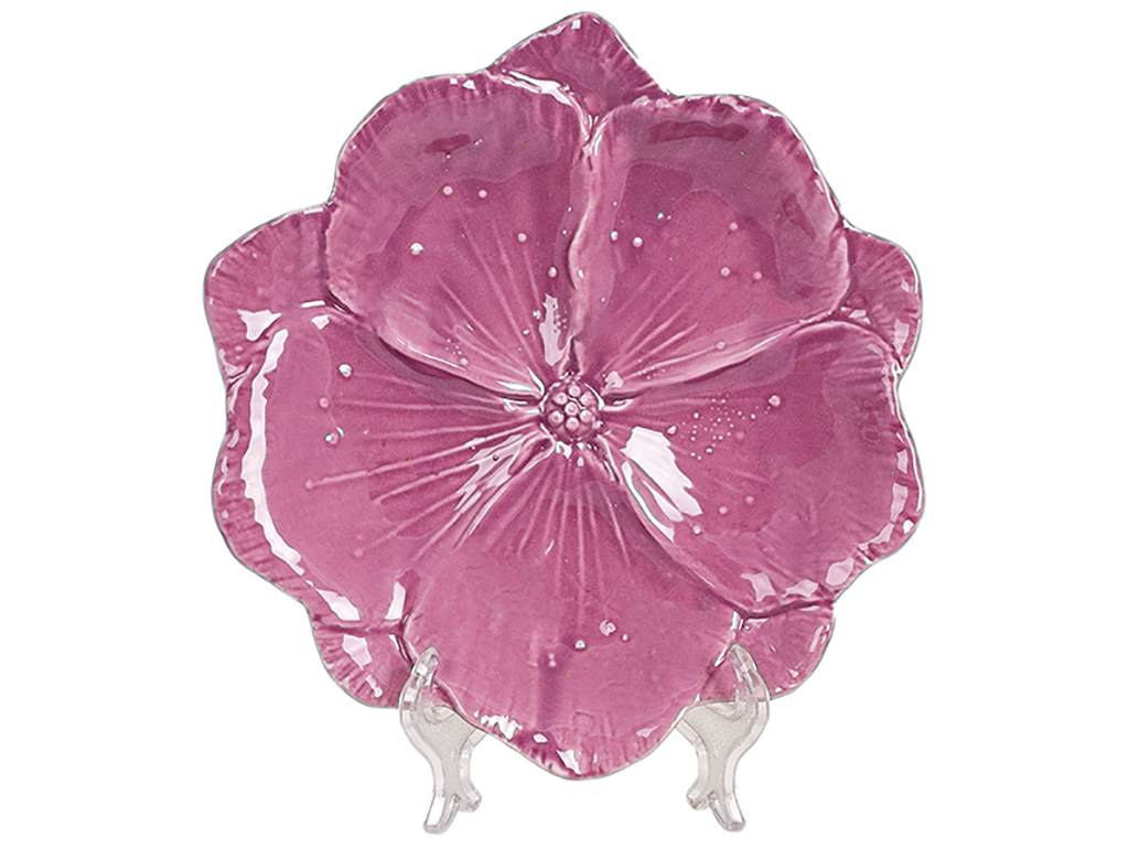 Блюдо фарфоровое Цветок, 18,5см, цвет - глубокий розовый