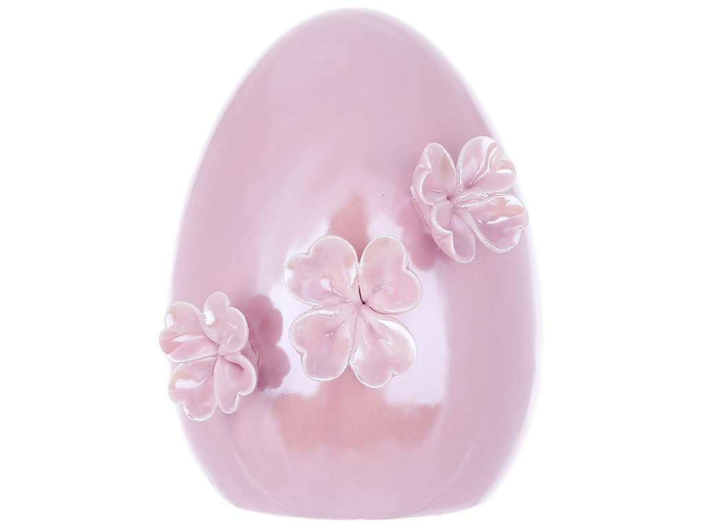 Декор в форме яйца с цветами, 13,5см, цвет – розовый перламутровый