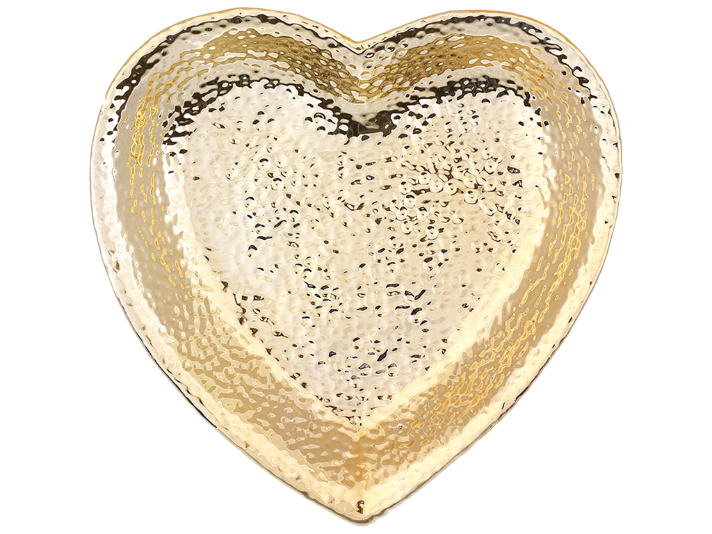 Декоративное фарфоровое блюдо в форме сердца, 18см, цвет – золото