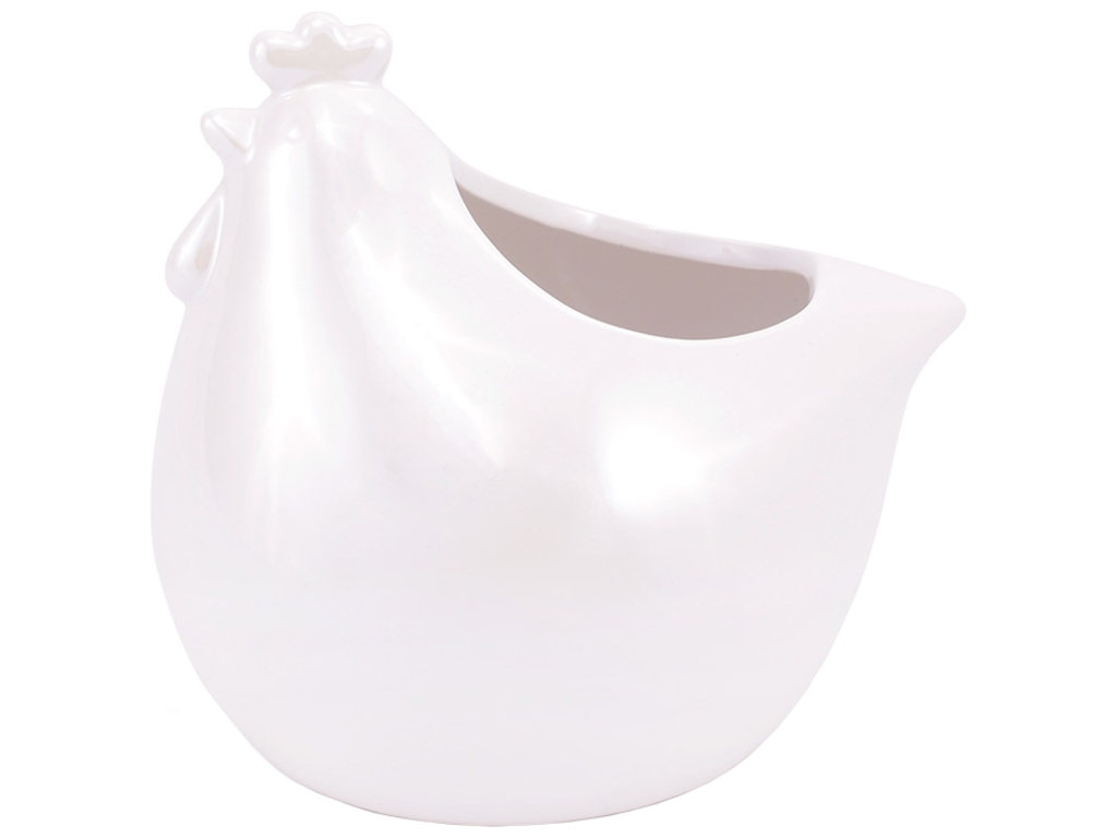 Декоративная фигурка-кашпо Курочка, 15см, цвет - белый перламутр