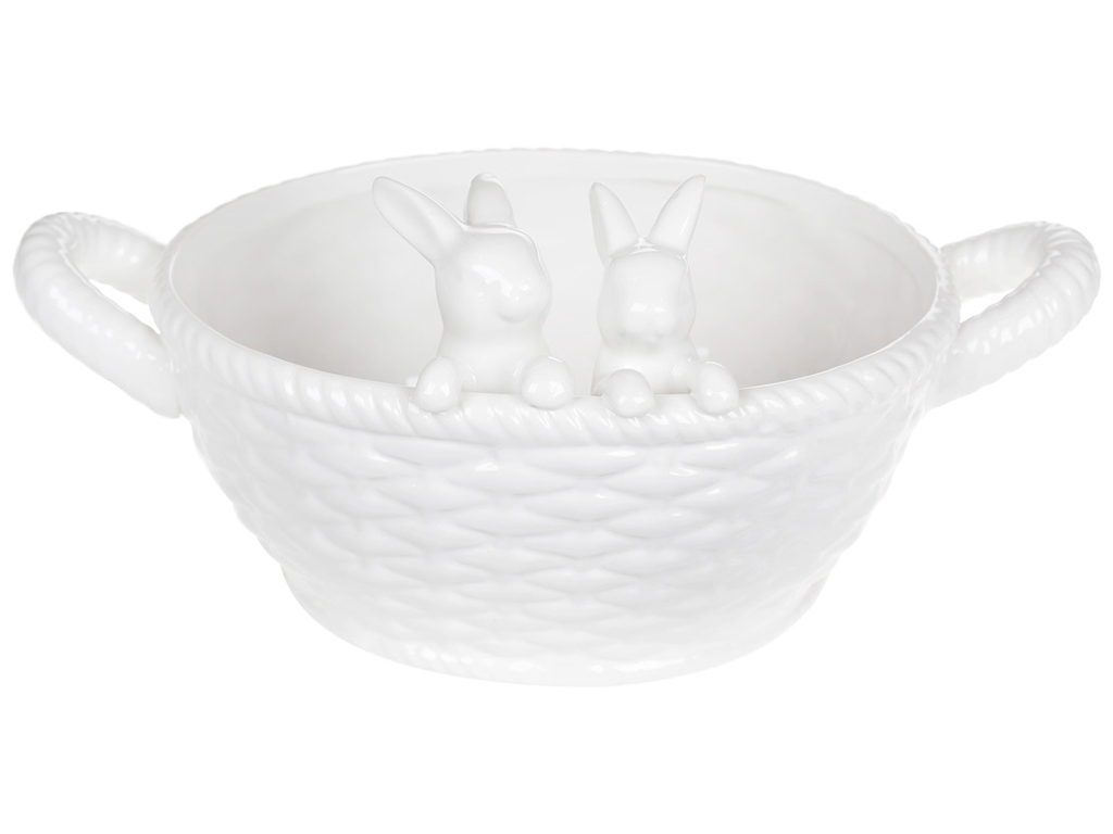 Декоративний керамічний кошик Зайчика, 22см, колір – білий