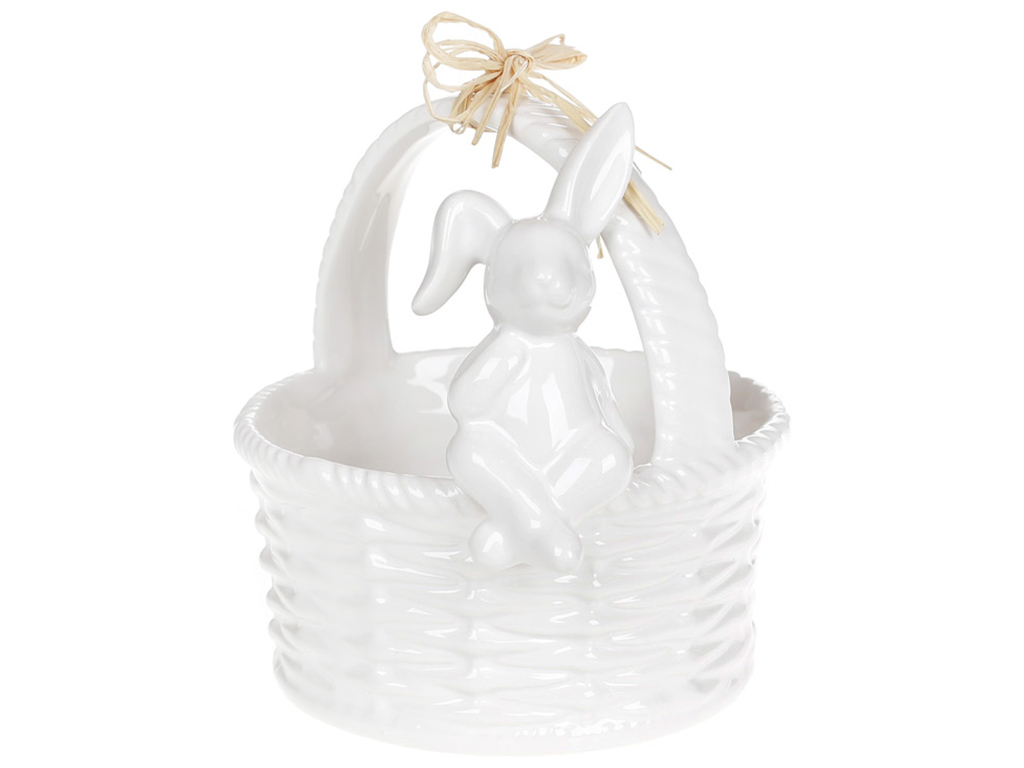 Декоративная керамическая корзина Зайка, 16см, цвет – белый