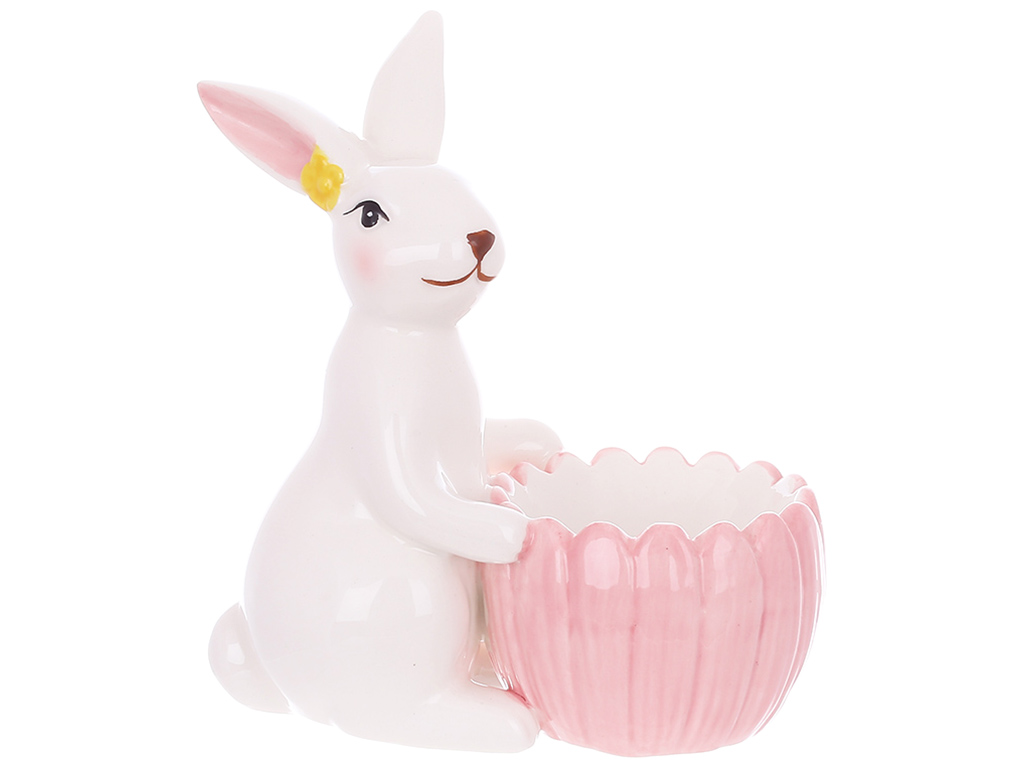 Подставка для яйца керамическая, 13см, цвет – белый с розовым