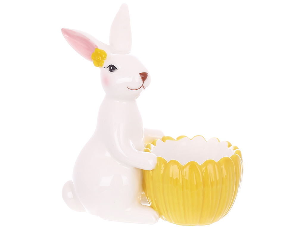 Подставка для яйца керамическая, 13см, цвет – белый с желтым