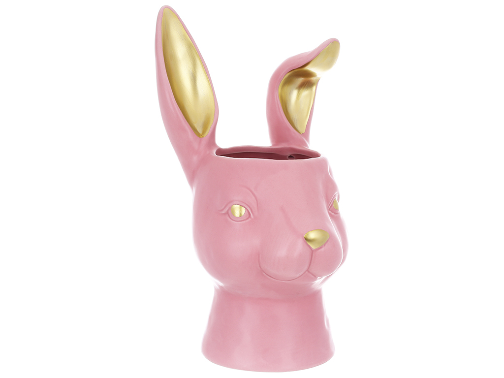 Ваза Кролик, 31см, колір-матовий рожевий із золотом