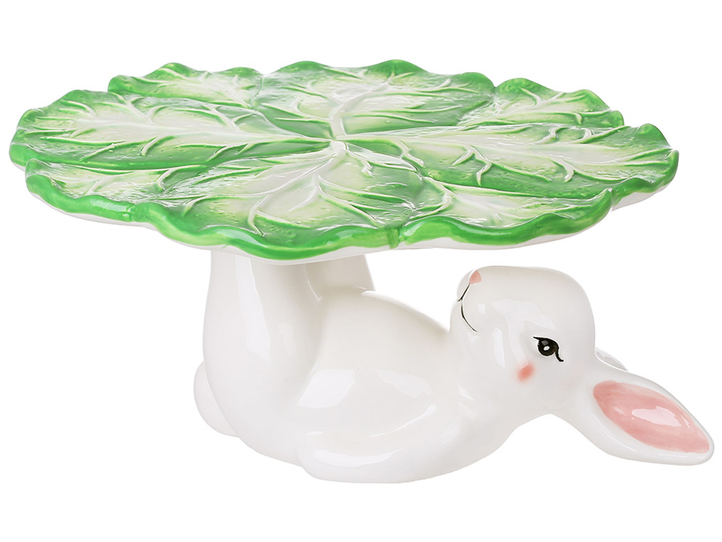 Подставка для пасхи/пироженых Зайка с капустой, 27х23,8х12,2см, цвет - зеленый с белым