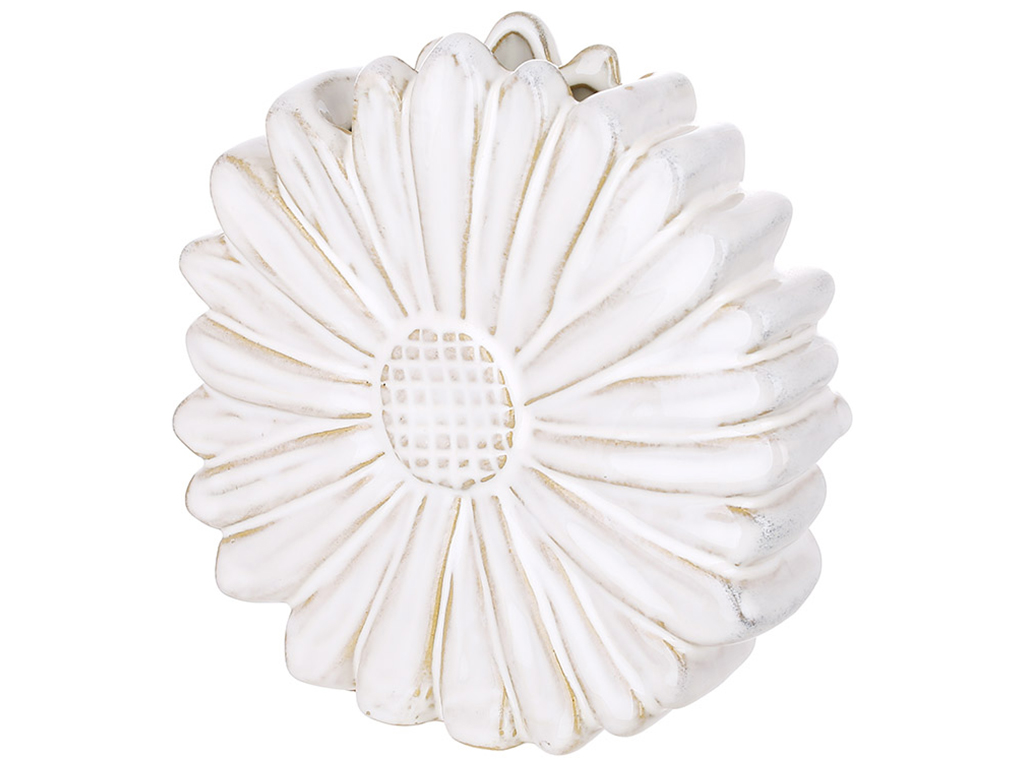 Ваза керамическая Хризантема, 17х4,5х16,5см, цвет - бежевый