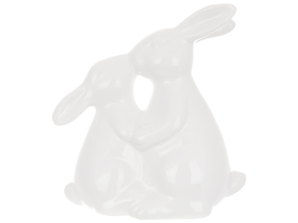 Декоративна фігурка Закохані кролики, 13см, колір-білий