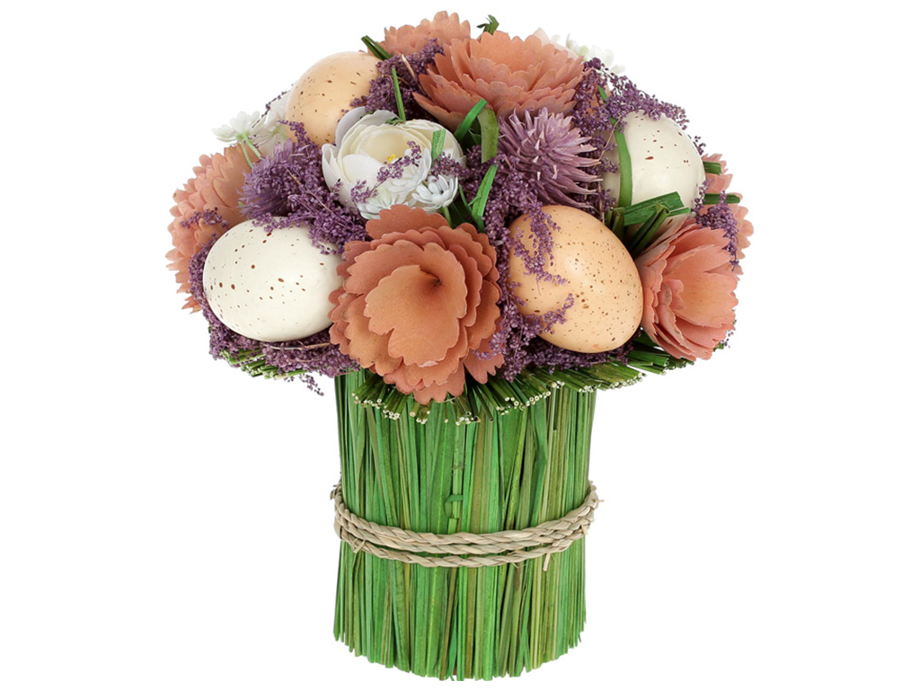 Декор пасхальный Букет, 20см, цвет - персиковый