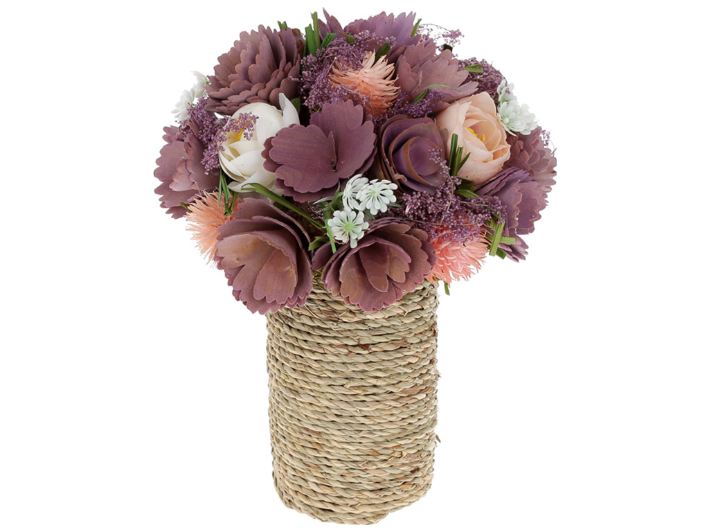 Декор пасхальный Букет, 20см, цвет - лилово-кремовый