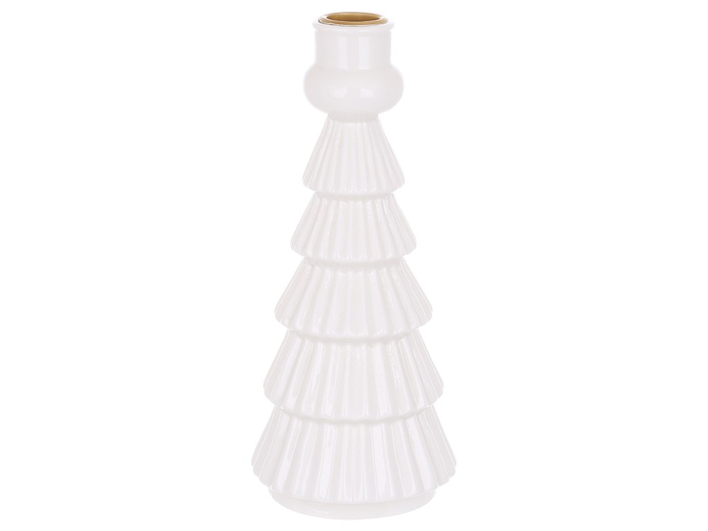 Подсвечник Ёлка, керамика, свеча 22мм, 9×20,5см, цвет белый
