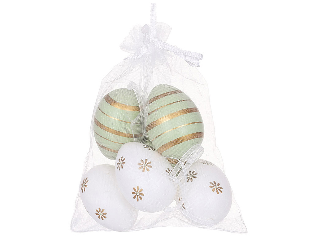 Набір підвісок Яйця великодні в мішечку, 4х6см (набір 6шт)