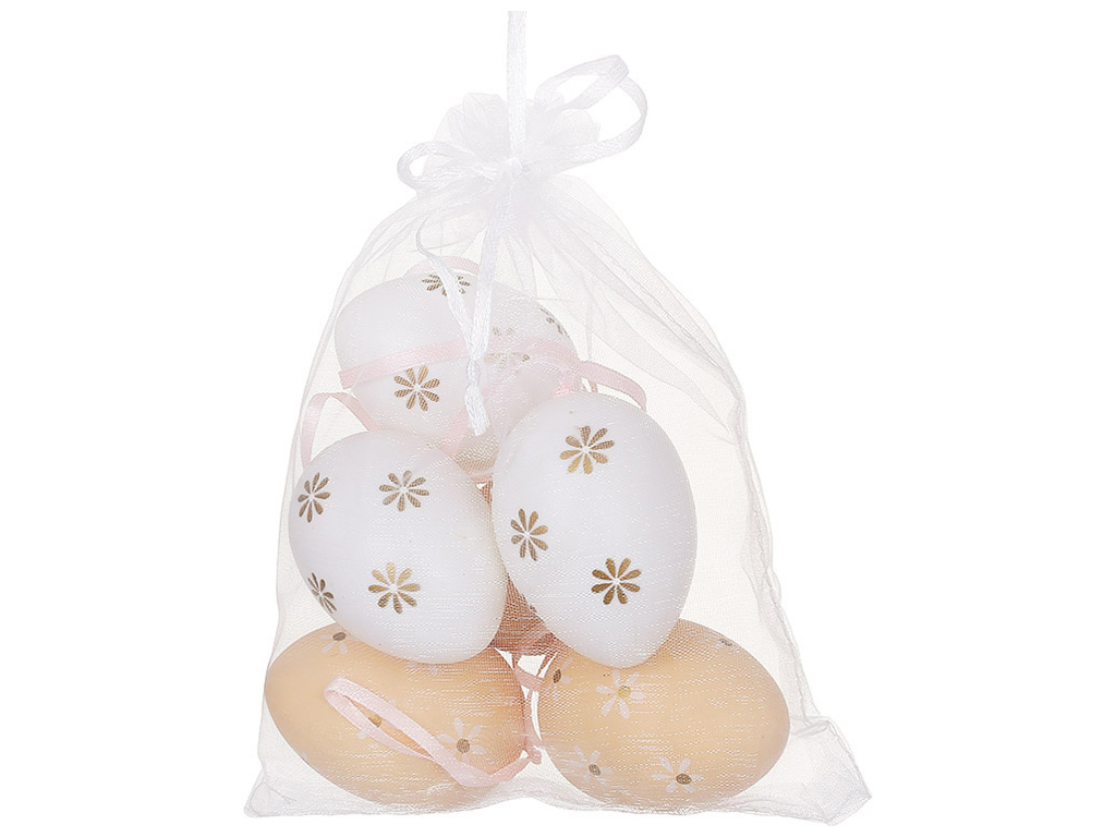 Набір підвісок Яйця великодні у мішочку, 4х6см (набір 6шт)