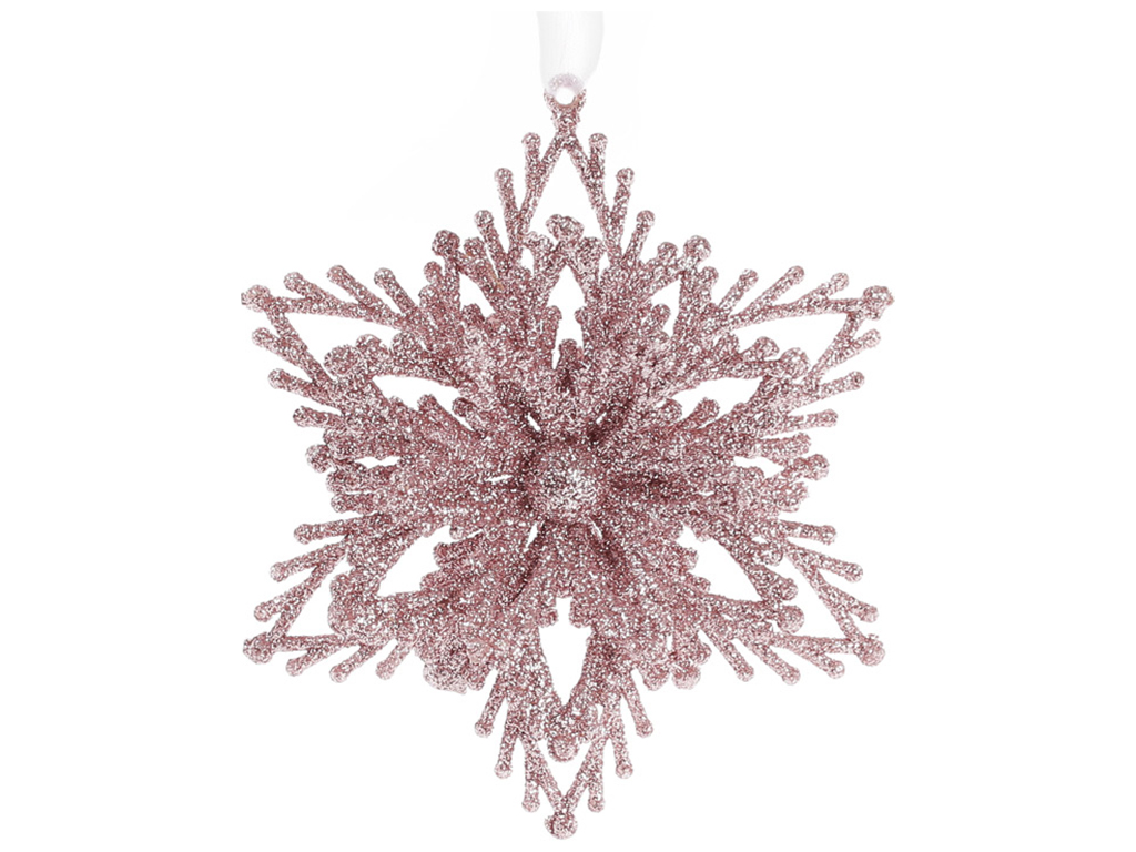 Ёлочное украшение Снежинка 12см, цвет - светло-розовый