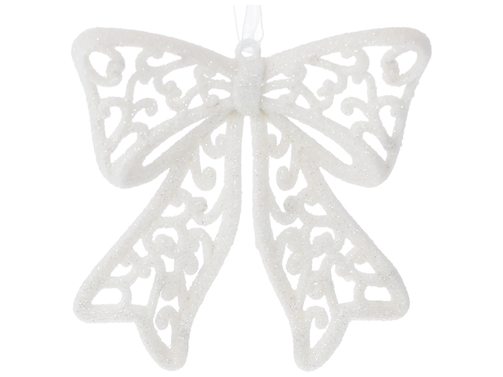 Ялинкова прикраса Бант 9см, колір - білий