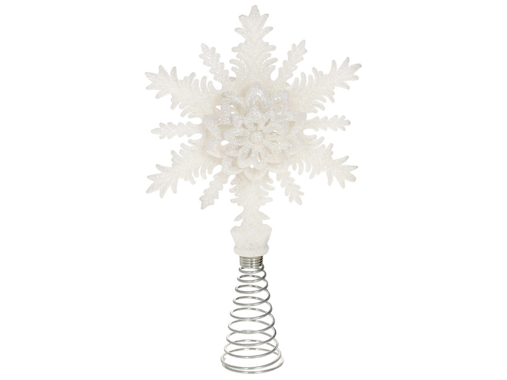 Верхівка на ялинку Сніжинка, 25см, колір - білий