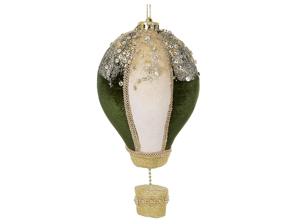 Подвеска мягкая Воздушный шар с декором из паеток, пенопласт, ткань, 22х12см, цвет зеленый