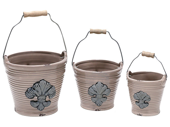 Набор кашпо Королевская лилия, в форме ведер (цена за набор 3шт)