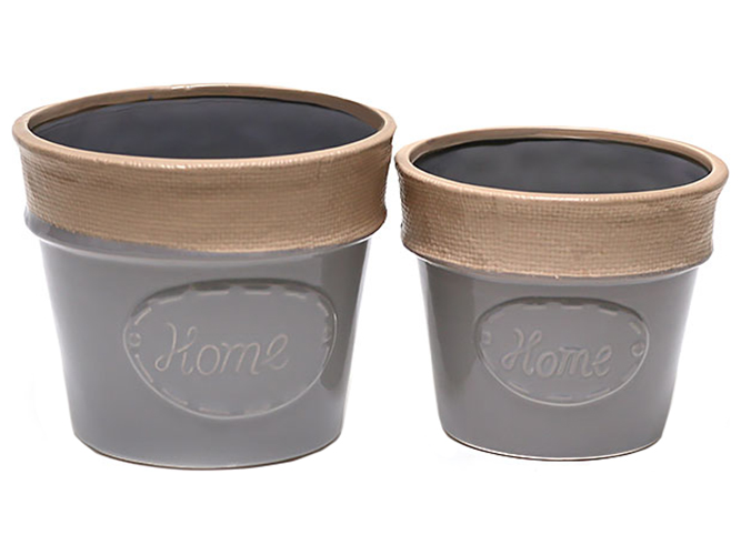 Набор кашпо Home, цвет - серый (цена за набор 2шт)