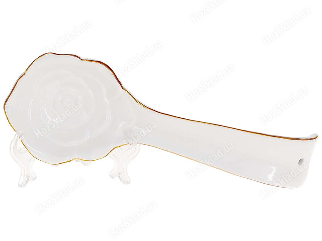 Підставка під ложку Rose, 23см, колір - білий із золотом
