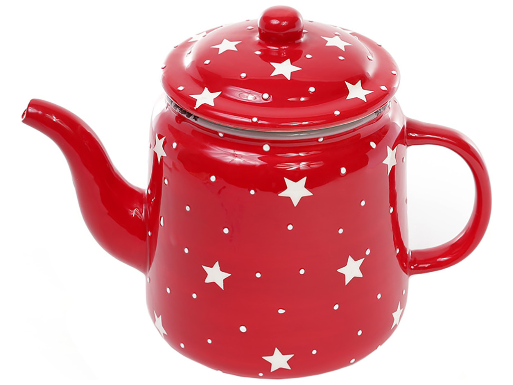 Чайник керамічний Зірки з ефектом старіння, 1,35л, колір - червоний