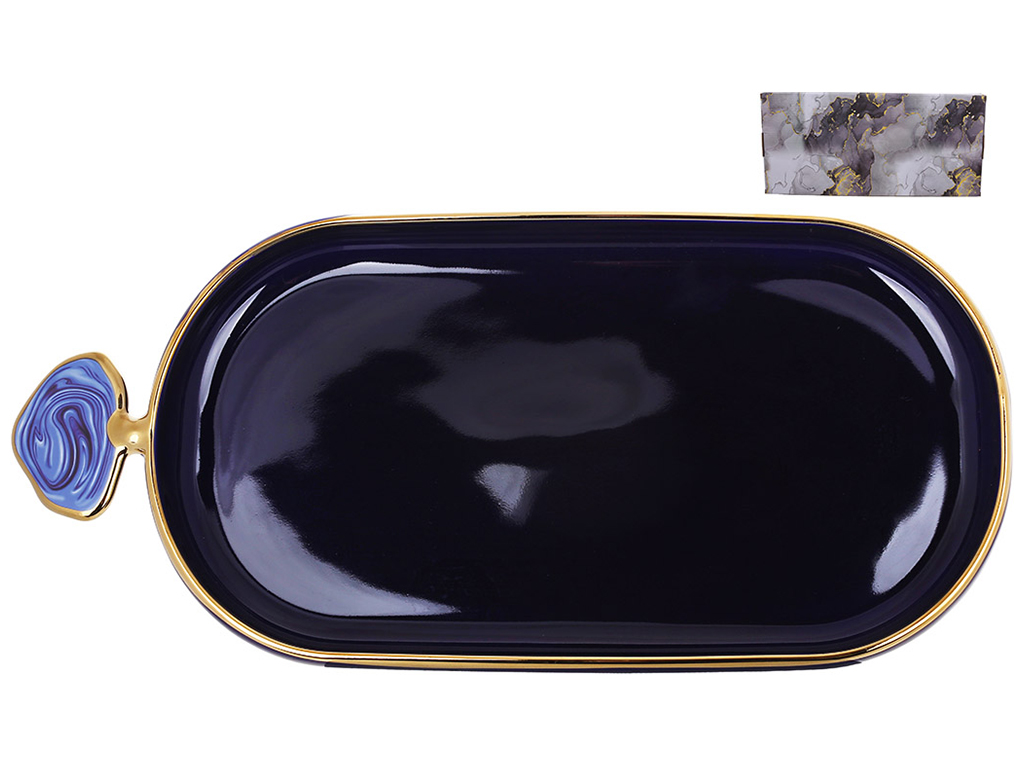 Блюдо овальне Gold Line, 36х16,5х3см, колір - синій