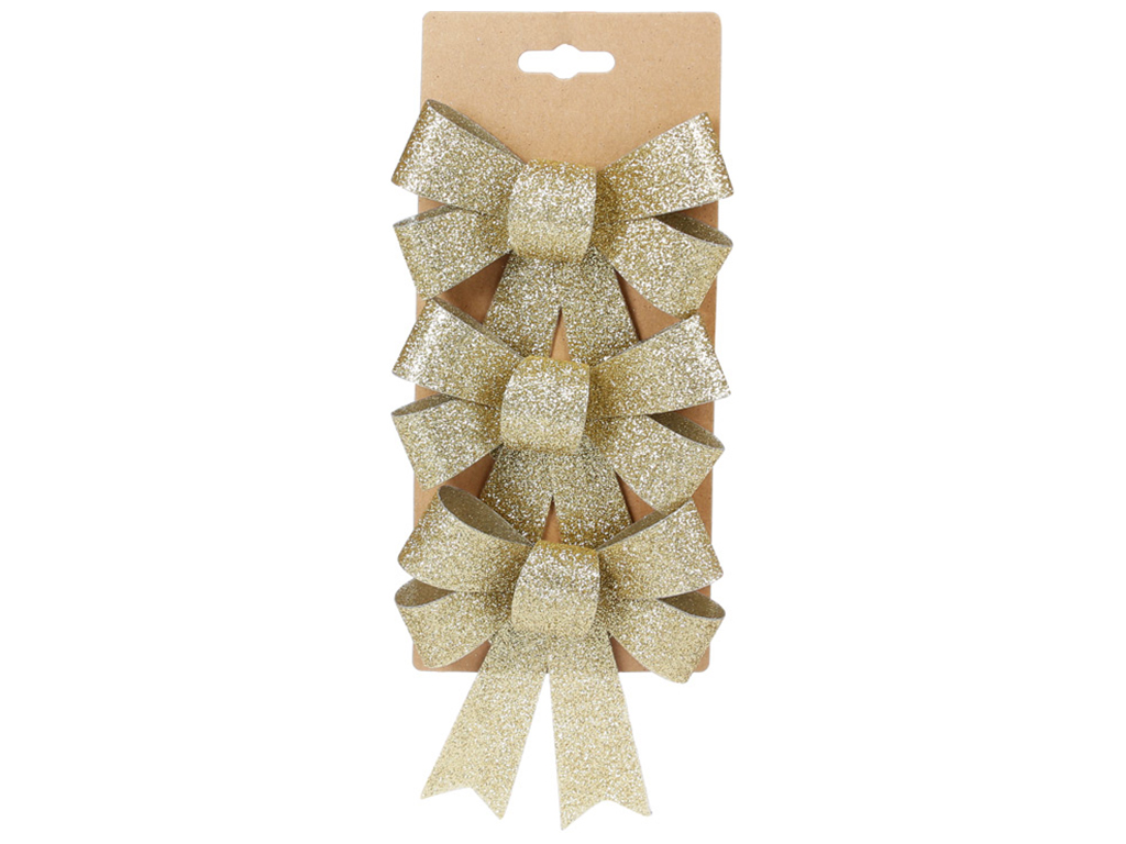 Набор декоративных бантов, 10х12см, цвет - блестящий золотой (цена за набор 3шт)