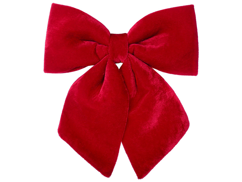 Бант декоративный из бархата 22см, цвет - красный