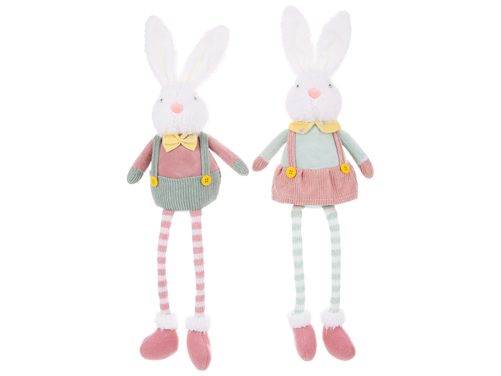 Декоративна м'яка іграшка Кролик з ніжками, що висять 15x8x50см, колір асорті