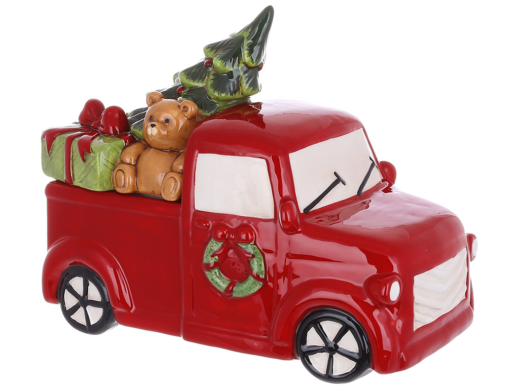 Банка для сладостей Машина с ёлкой, 2,6л, цвет - красный