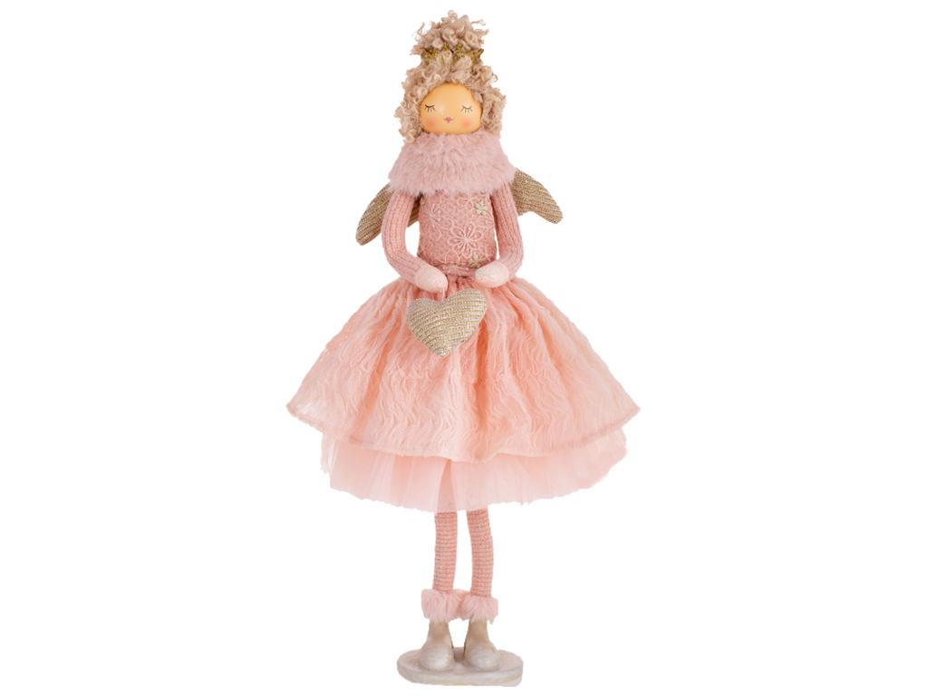 Декоративная кукла Ангел с сердцем, 50см, цвет - розовый персик