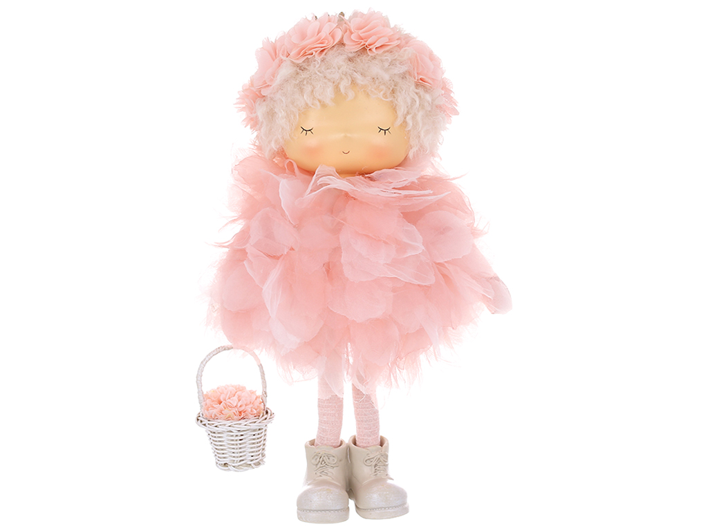 Декоративная кукла, 24x17x35,5см, цвет – персиково-розовый