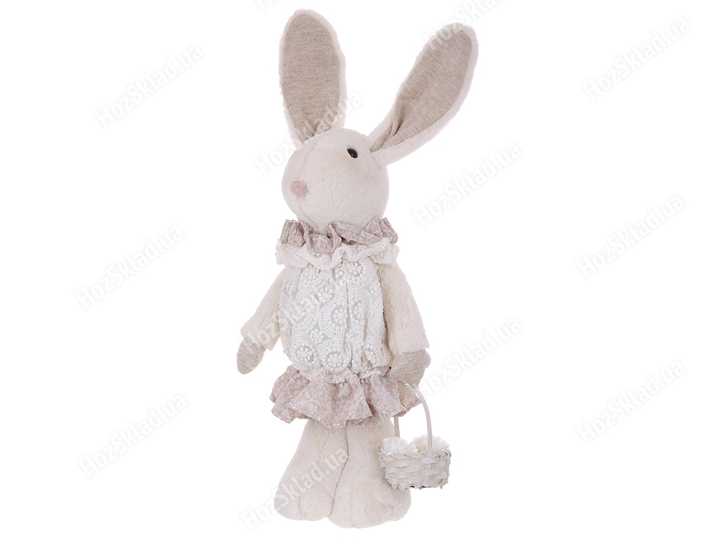 Декоративная мягкая игрушка Зайчиха в кружевном платье, 22х14,5х53см