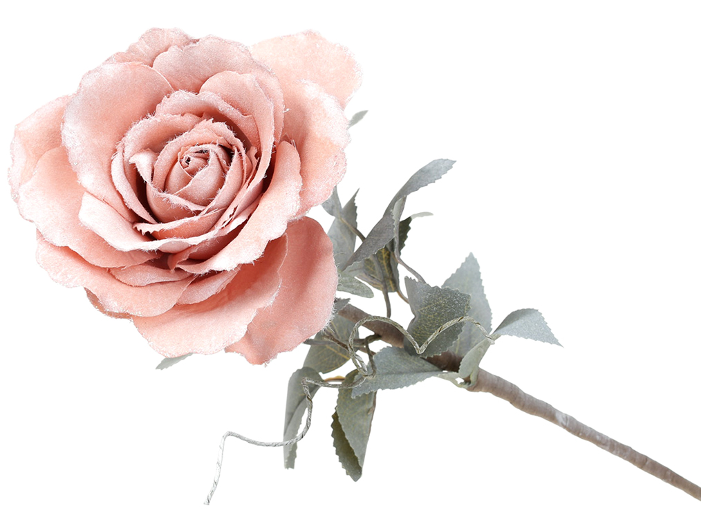 Декоративный искусственный цветок Роза, 10x76см, цвет – персиковый