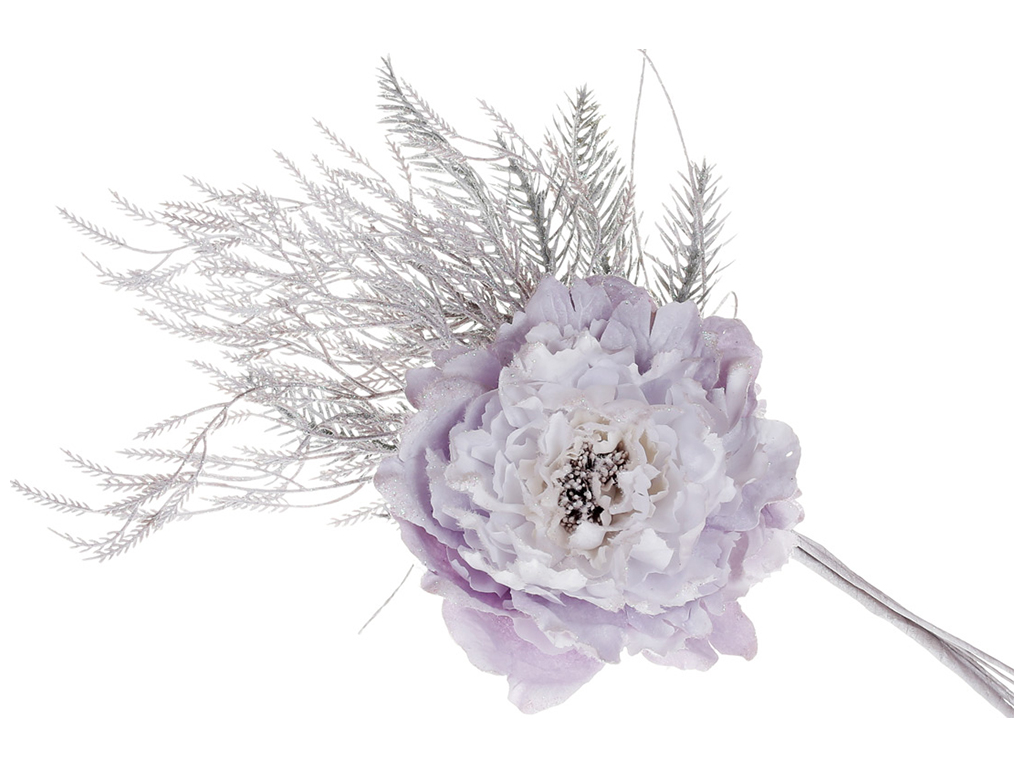 Декоративный искусственный цветок, 49см, цвет - бело-лиловый