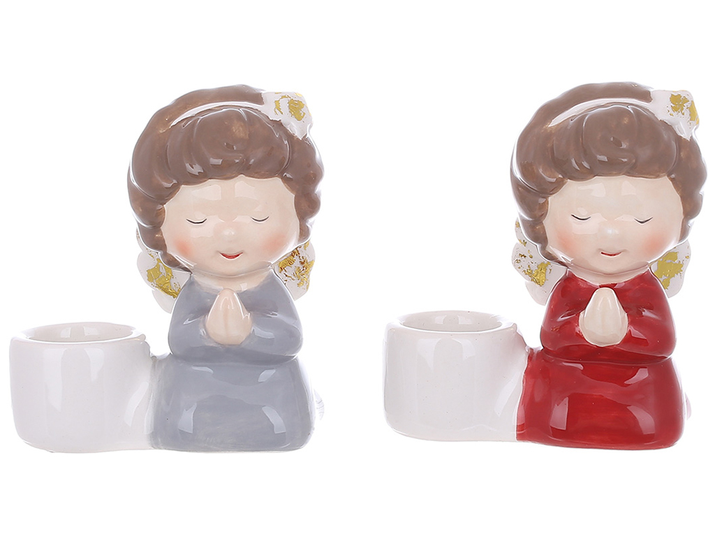 Свічник керамічний з фігурою Янгол, 7,5х5,7х8,5см, 2 дизайни (ціна за 1шт)