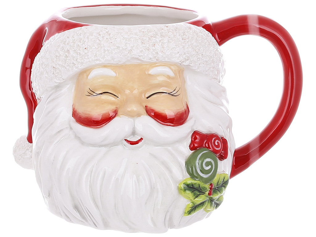Кружка керамическая с объемным рисунком Санта, 600мл