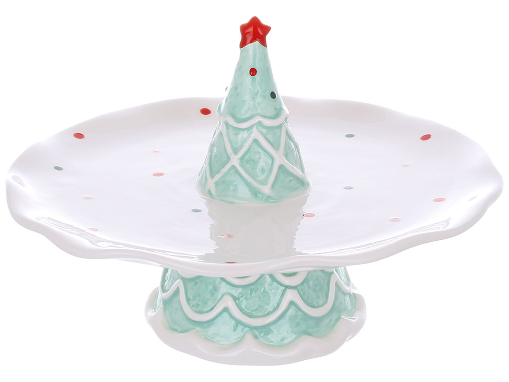Подставка для прирожных Ёлочка, 21,4х13,4см, цвет - тиффани с белым