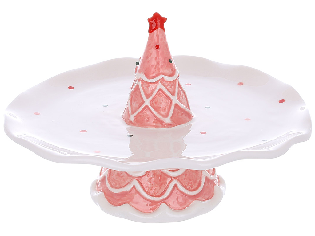 Подставка для прирожных Ёлочка, 21,4х13,4см, цвет - розовый с белым