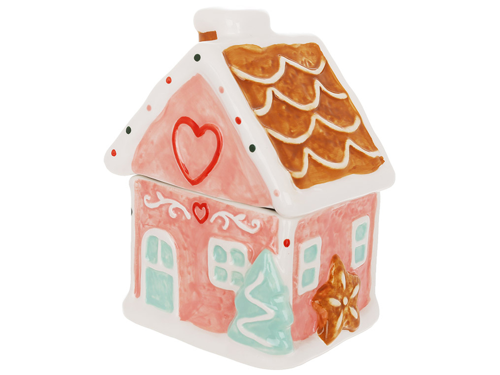 Банка для сладостей Зефирно-Пряничный Домик 350мл, цвет- розовый